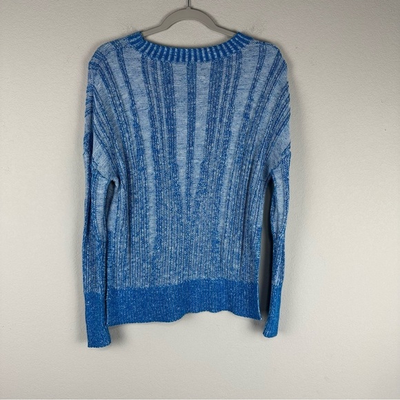 Pilcro Anthropologie Blue Textured High Low Pullover Sweater Size XXS - Picture 2 of 5